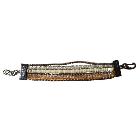 Victoria Emerson Multi-Strand Mixed Material Bracelet Metal Accent Lobster Clasp - Picture 1 of 4